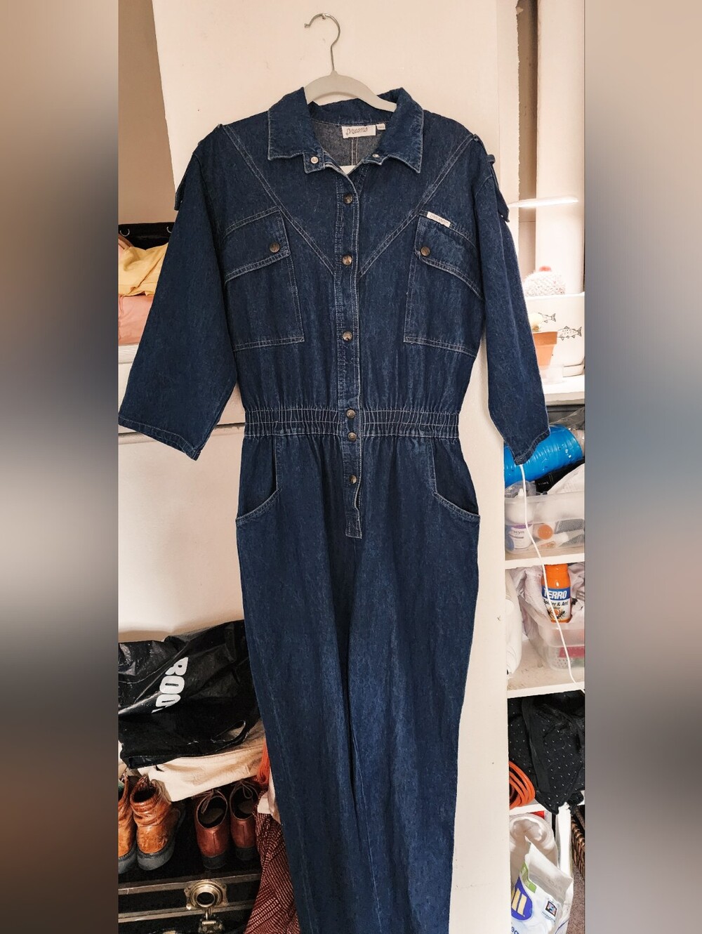 "DREAMS" WOMEN'S 80'S DENIM JUMPSUIT - BLUE